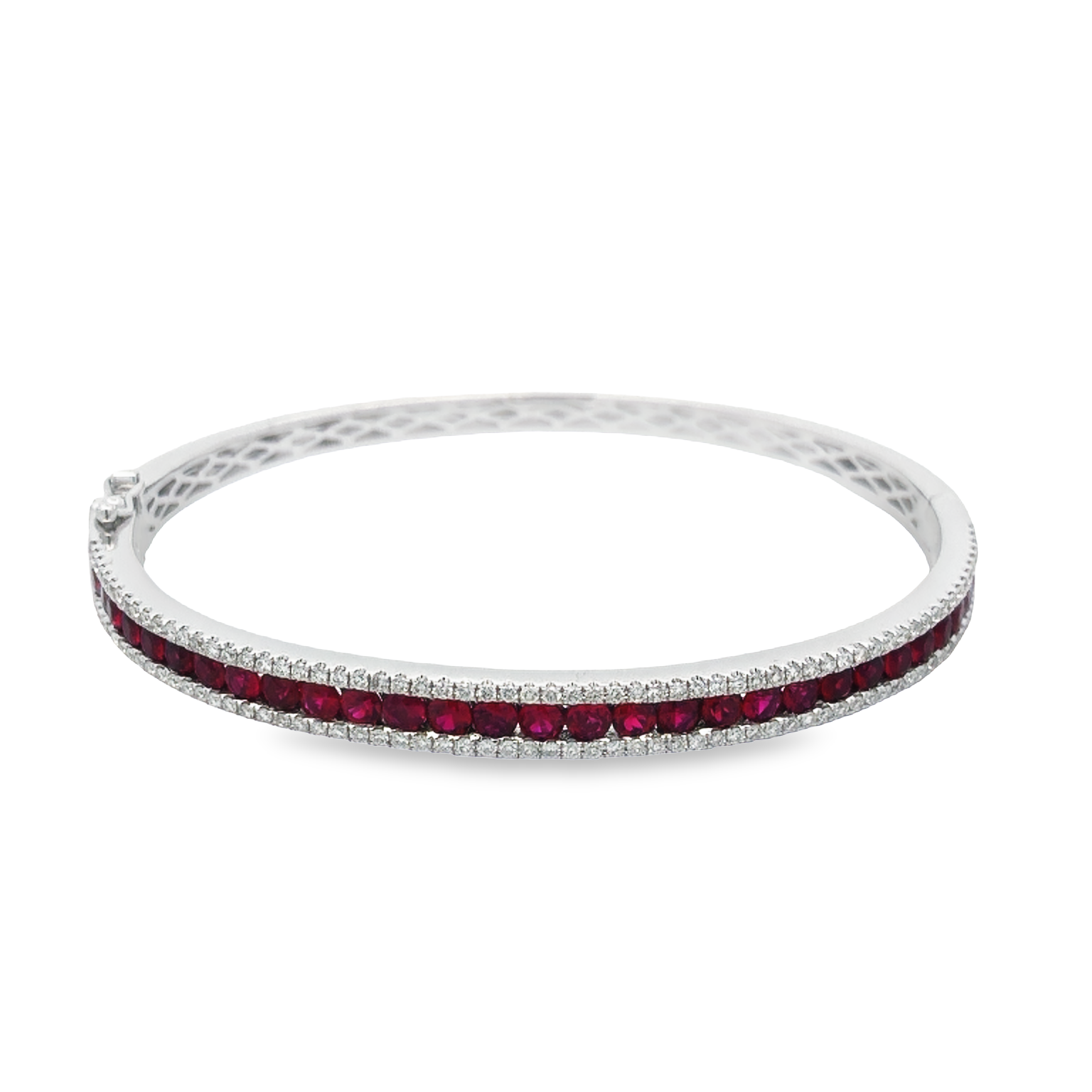 18K White Gold Ruby and Diamond Bangle Bracelet