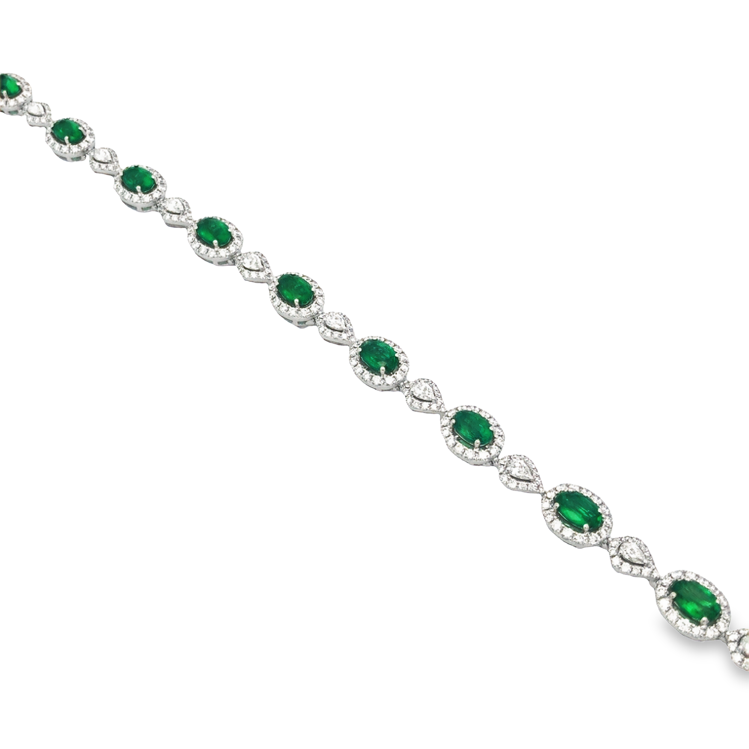 18K White Gold Emerald and Diamond Bracelet