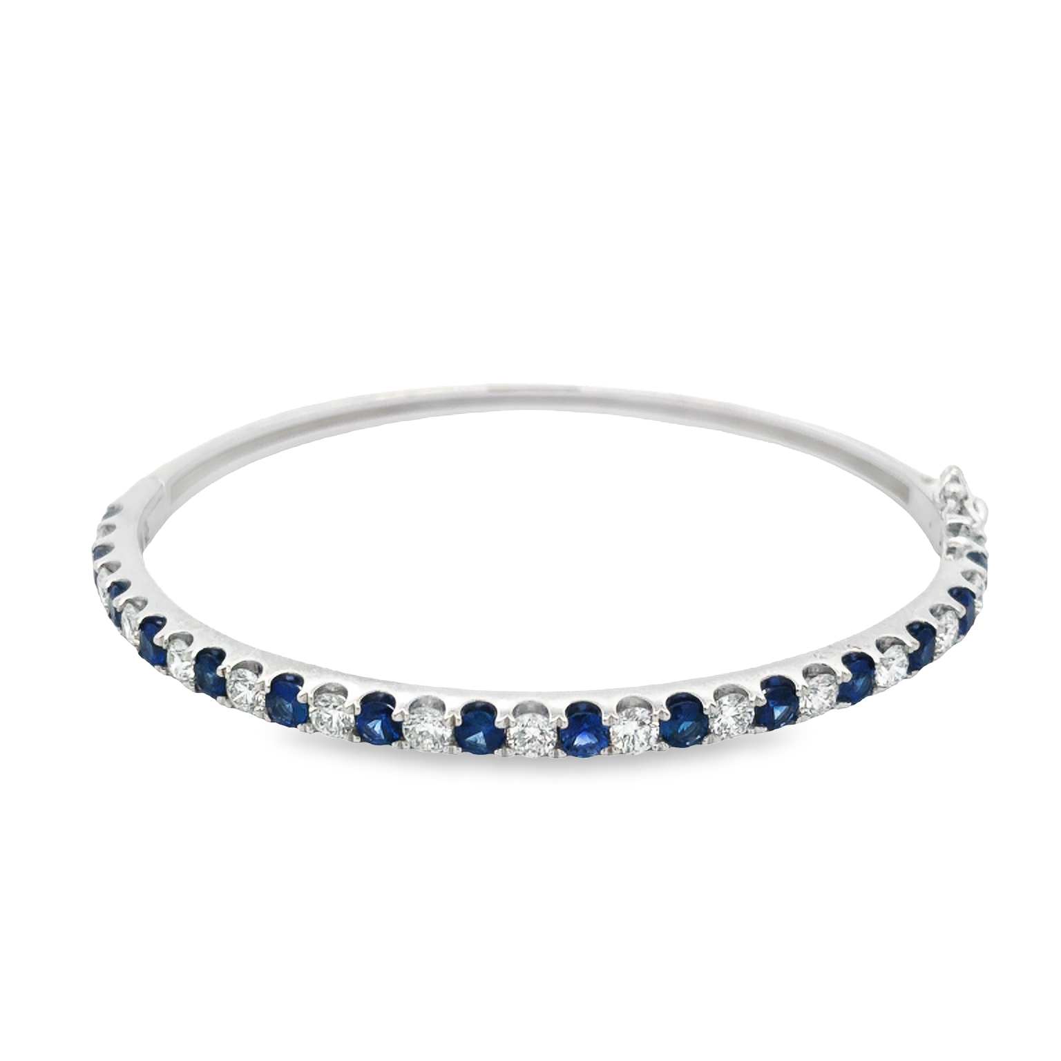 18K White Gold Sapphire and Diamond Bangle