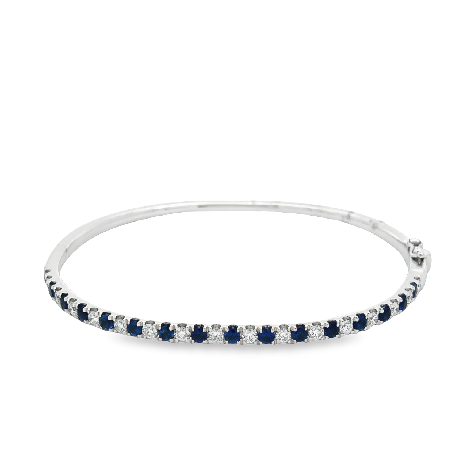 18K White Gold Sapphire and Diamond Bangle