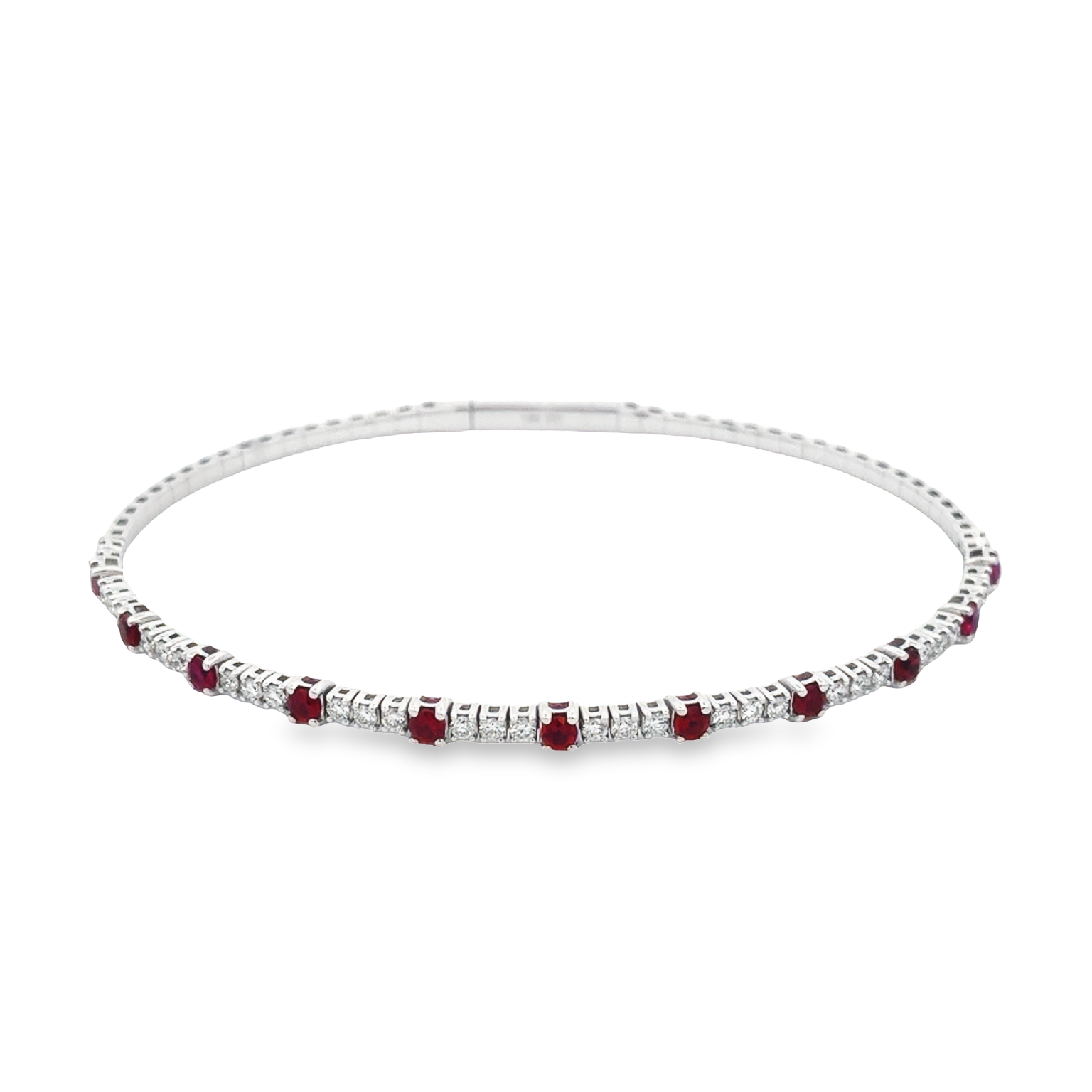 18K White Gold Ruby and Diamond Bangle Bracelet