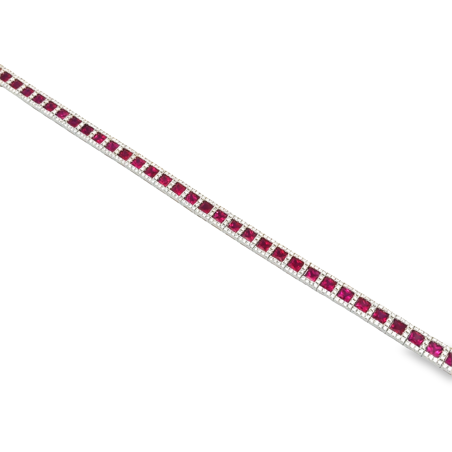 18K White Gold Ruby And Diamond Bracelet 7