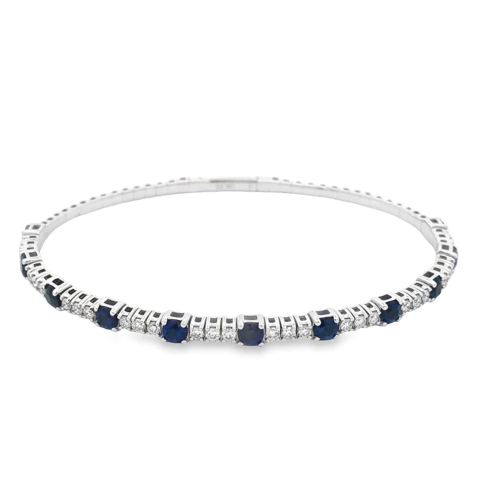 18K White Gold Sapphire and Diamond Bangle Bracelet