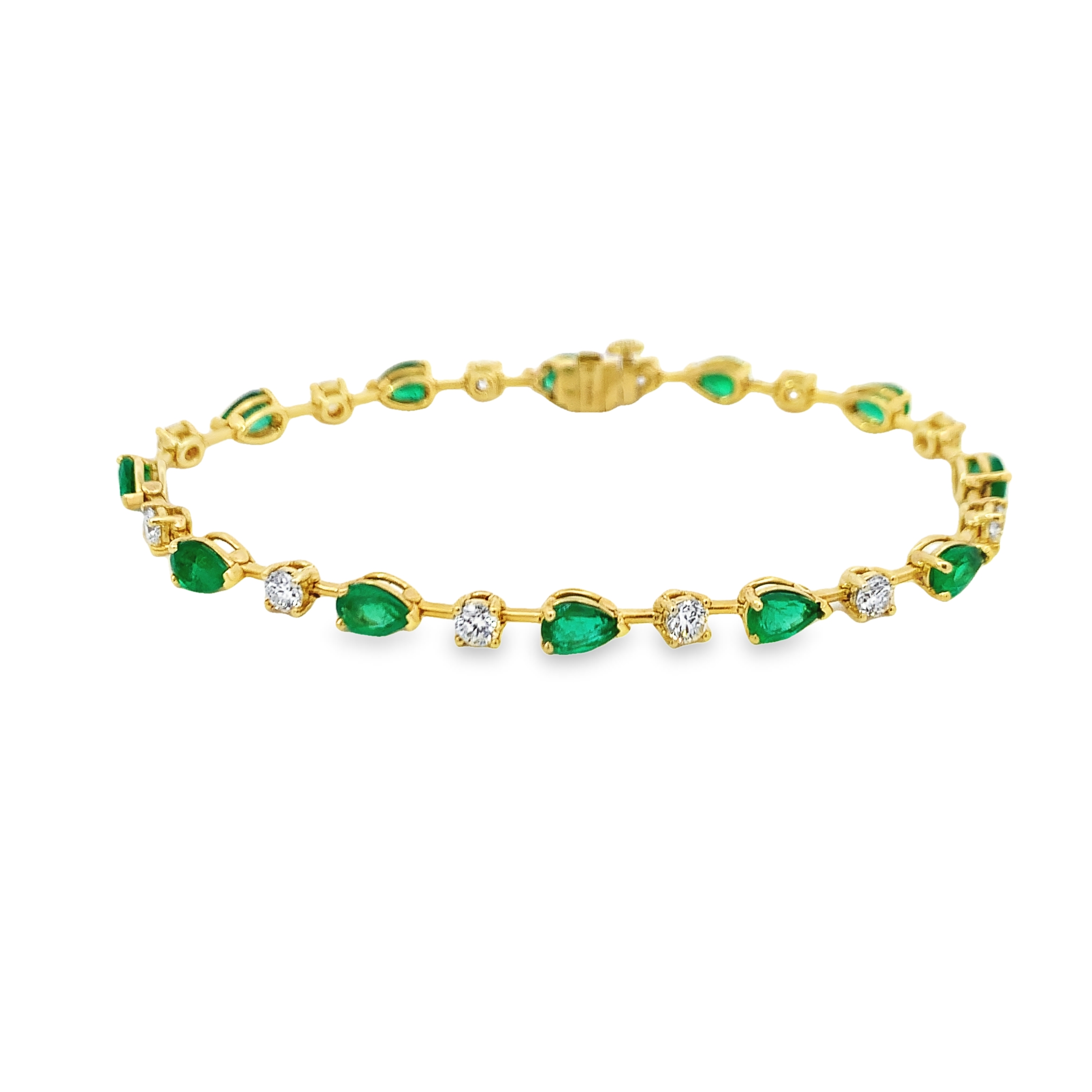 Norman Silverman 18K Yellow Gold Emerald and Diamond Bracelet