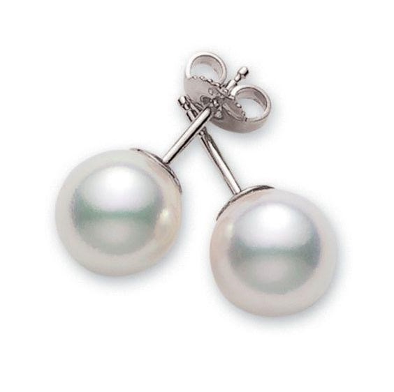 Mikimoto 18K White Gold Akoya Stud Earrings