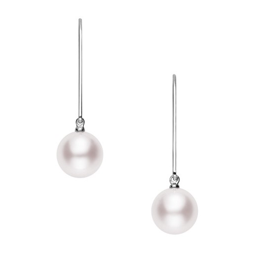 Mikimoto 18K White Gold Akoya Lever Back Earrings