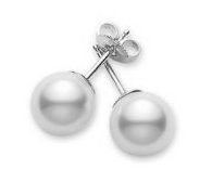 Mikimoto18K Whte Gold Akoya Stud Pearl Earrings with 2 Round White Pearls 4-4.5mm A