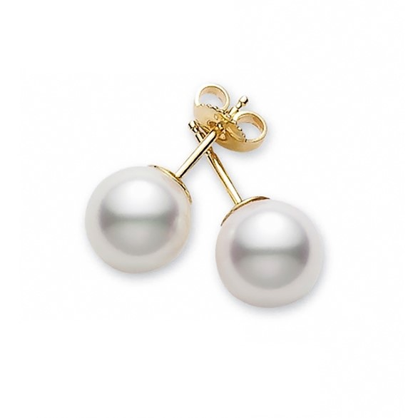 Mikimoto 18K Yellow Gold Stud Earrings