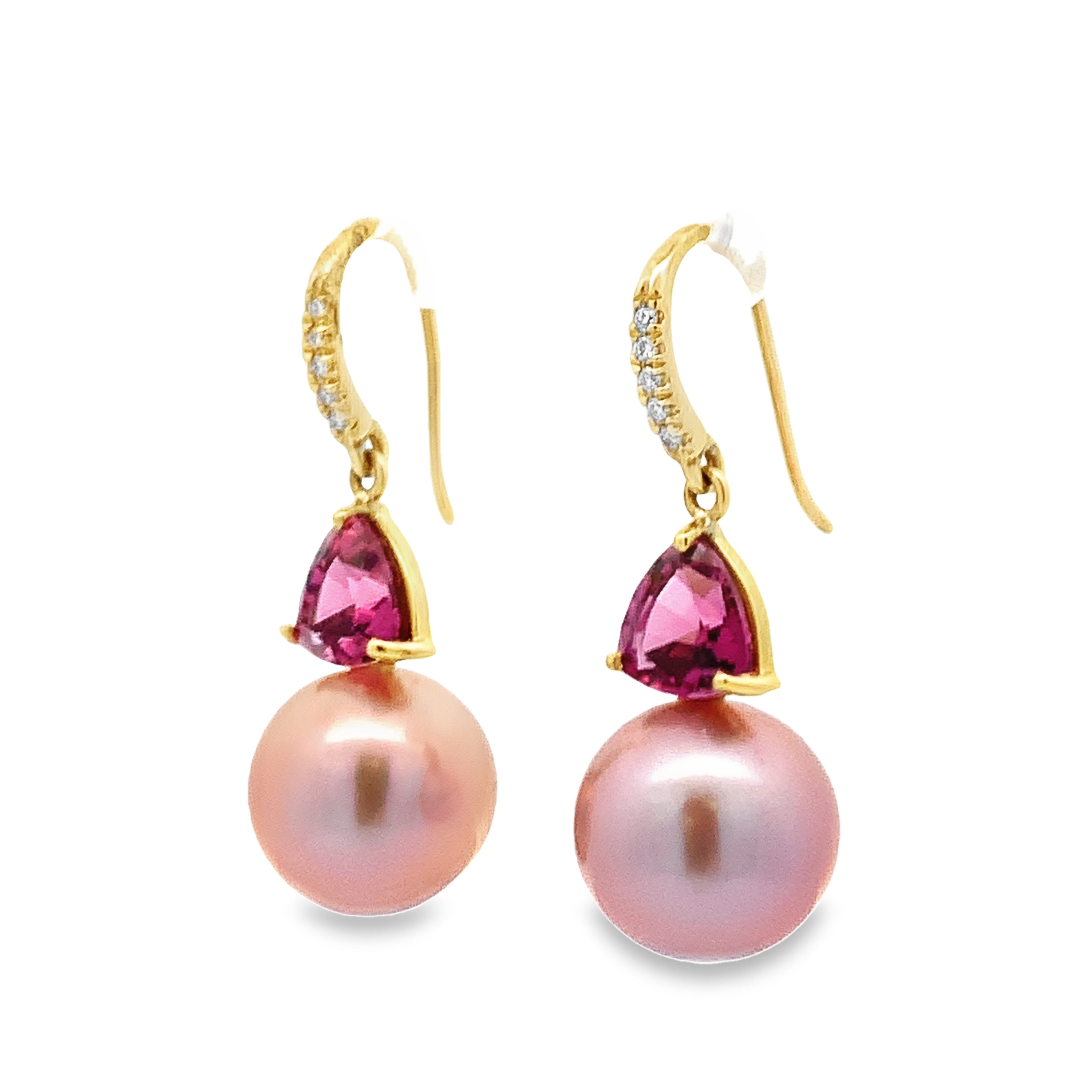 Lauren K 18K Yellow Gold Pink Pearl and Garnet Earrings