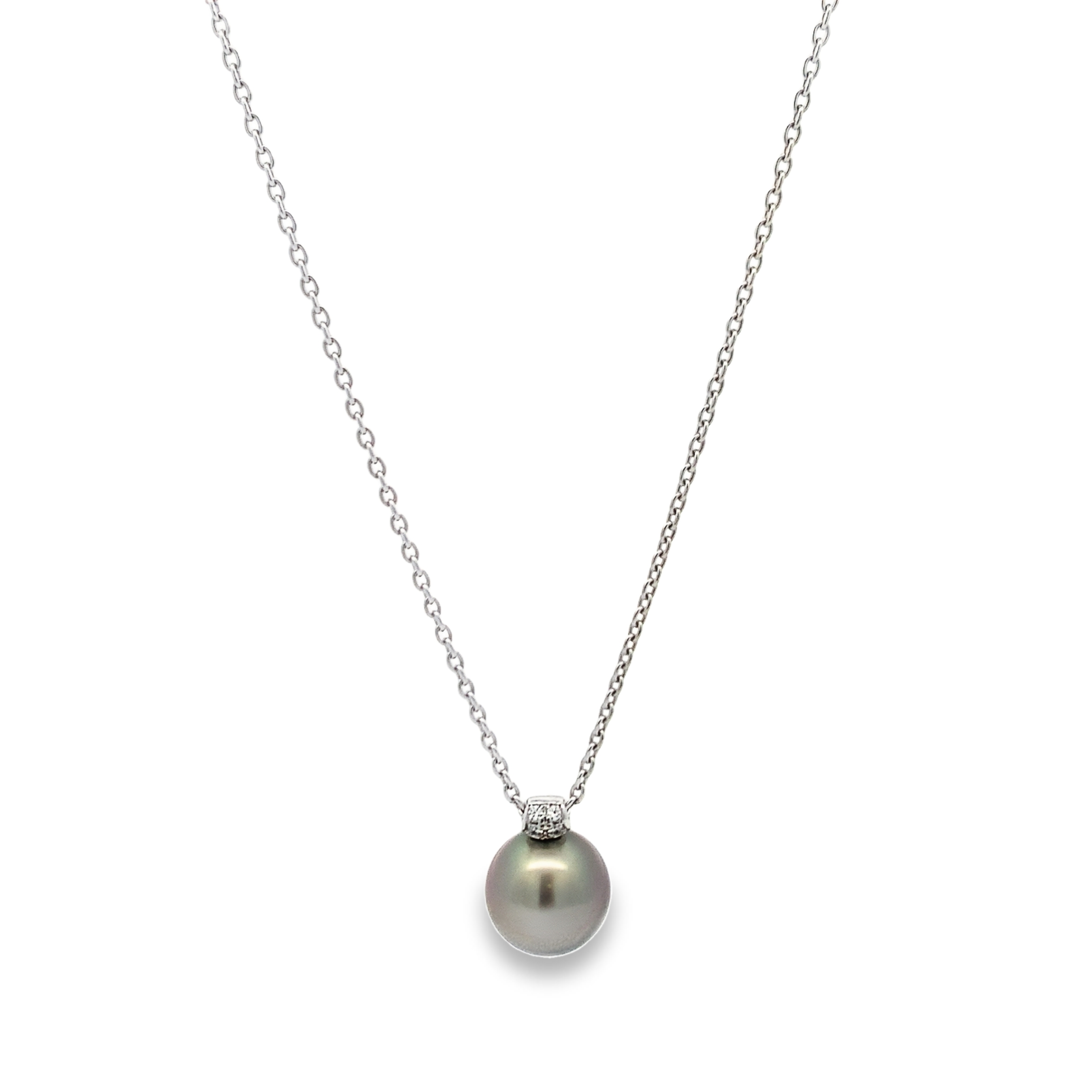 Mikimoto 18K White Gold Black South Sea Pearl Pendant Necklace
