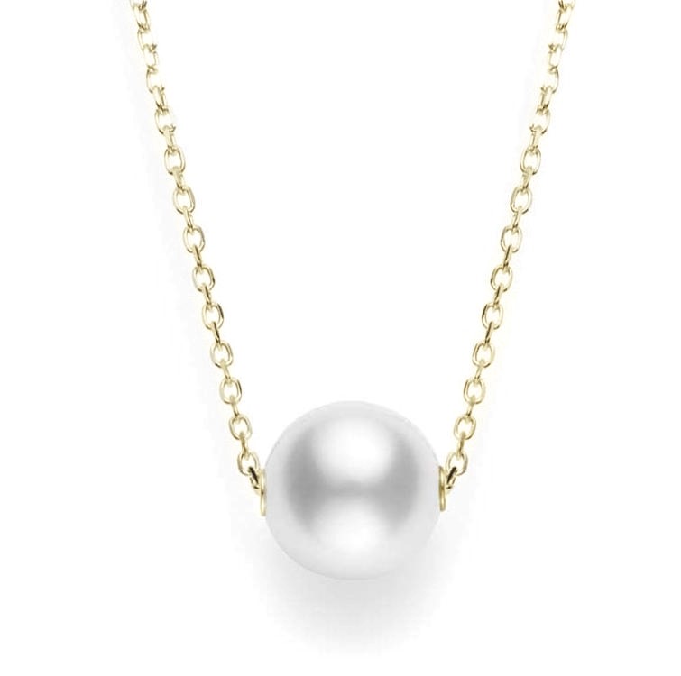 Mikimoto 18K Yellow Gold Pendant with 1 Round White South Sea Pearl A+ 10mm