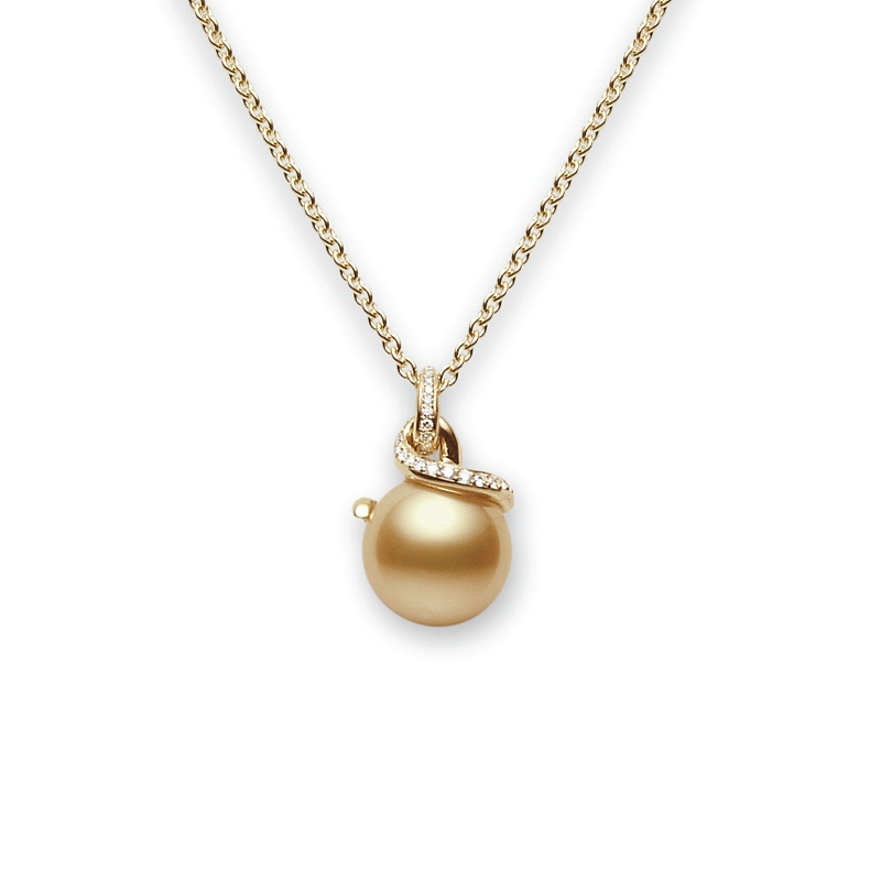 Mikimoto 18K Yellow Gold Twist Golden South Sea Pendant Necklace