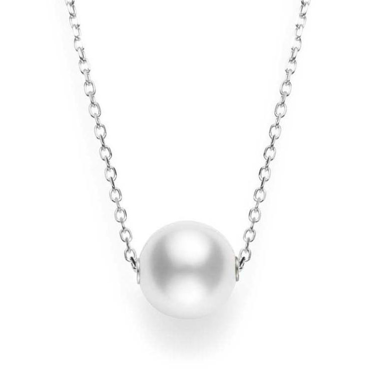 Mikimoto 18K White Gold Pendant with 1 Round White South Sea Pearl 10mm A+ 18