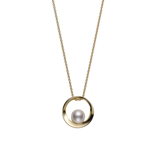 Mikimoto 18K Yellow Gold Pearl Circle Pendant