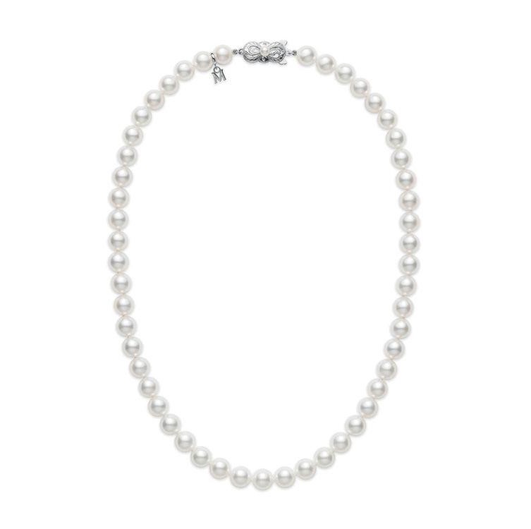 Mikimoto 18K White Gold Choker Strand with 55 Round Cultured Akoya Pearl Necklace A+ 7x6.5mm
