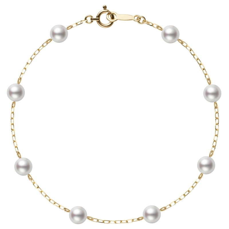 Mikimoto 18K Yellow Gold Bracelet with 8 Round Akoya Pearls 5.5-6mm