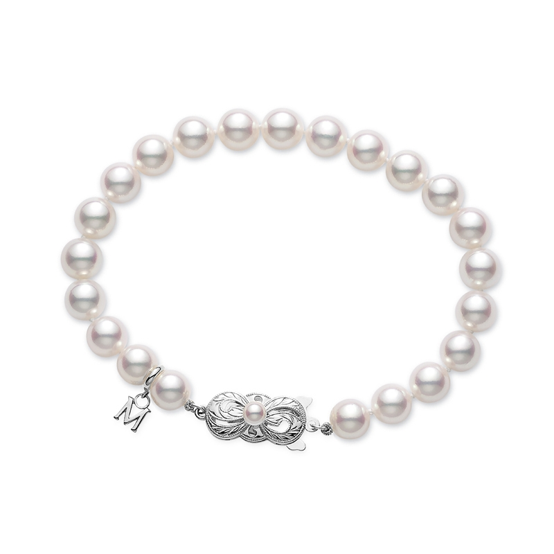 Mikimoto 18K White Gold Akoya Cultured Pearl Strand Bracelet