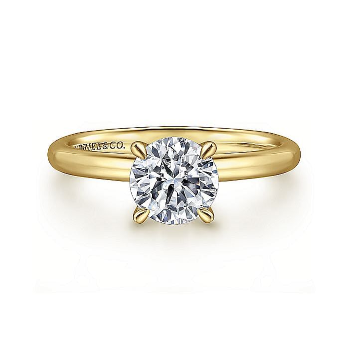 Gabriel & Co. 14K Yellow and White Gold Classic Round Solitaire Semi Mount Ring