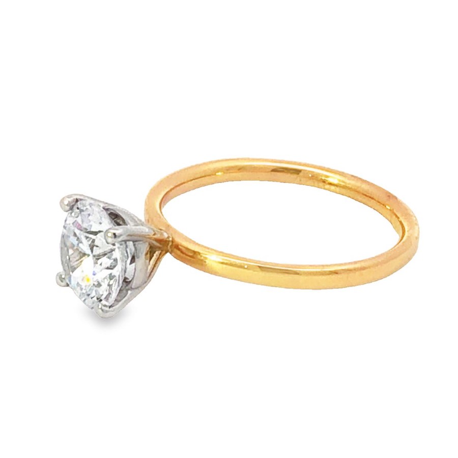 Romanza 14K Yellow and White Gold Solitaire Semi Mount Ring
