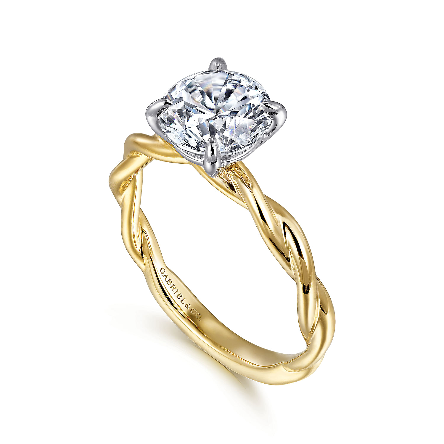 Gabriel & Co. 14K White & Yellow Gold Semi Mount with CZ Center