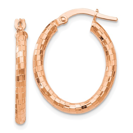 14K Rose Gold Leslie's Textured Oval Hoops Earrings