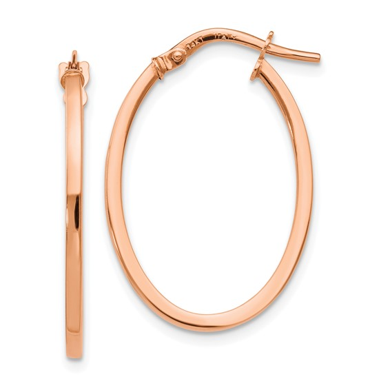 14K Rose Gold Leslie's Polished Oval Hoop Earrings