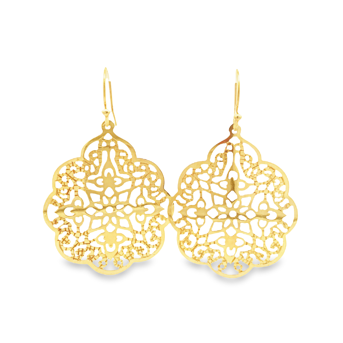 18K Yellow Gold Floral Cutout Earrings