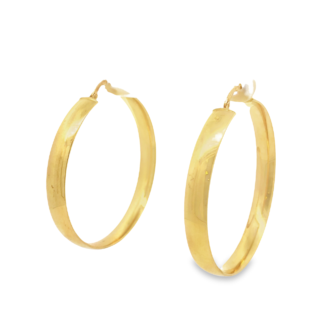 18K Yellow Gold Flat Hoop Earrings