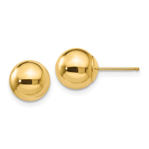 14K Yellow Gold Ball Stud Earrings 8mm