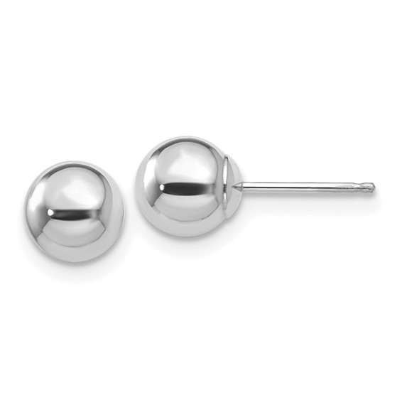 14K White Gold Polished Ball Stud Earrings 6mm