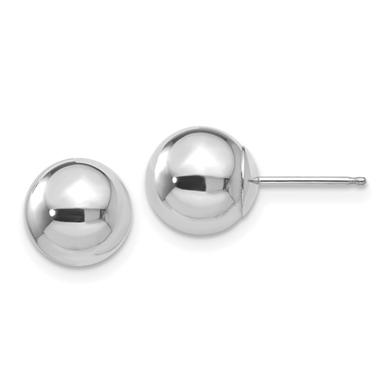 14K White Gold Polished Ball Stud Earrings 8mm