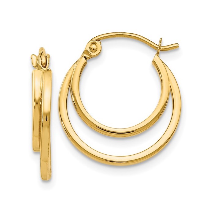 14K Yellow Gold Polished Hinged Hoops