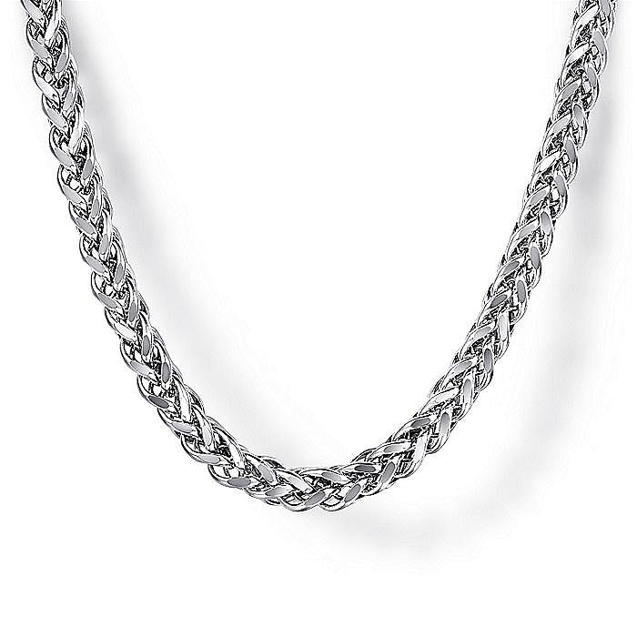Gabriel & Co 14K White Gold Men's Wheat Chain Necklace Length 22