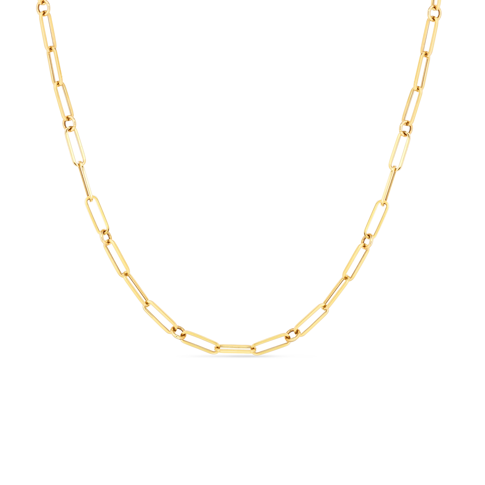 Roberto Coin 18K Yellow Gold Paperclip Chain Necklace Length 34