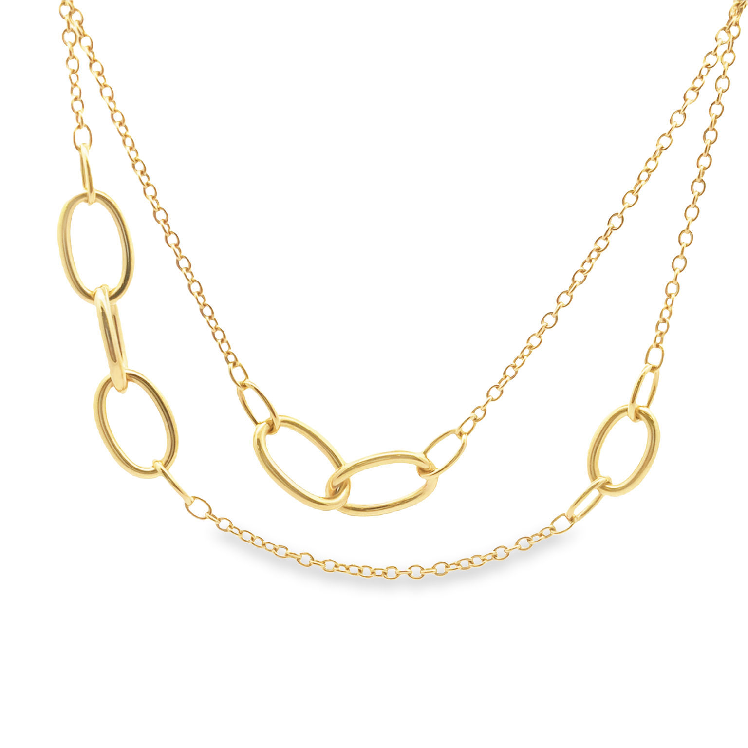 18K Yellow Gold Various Size Links Necklace