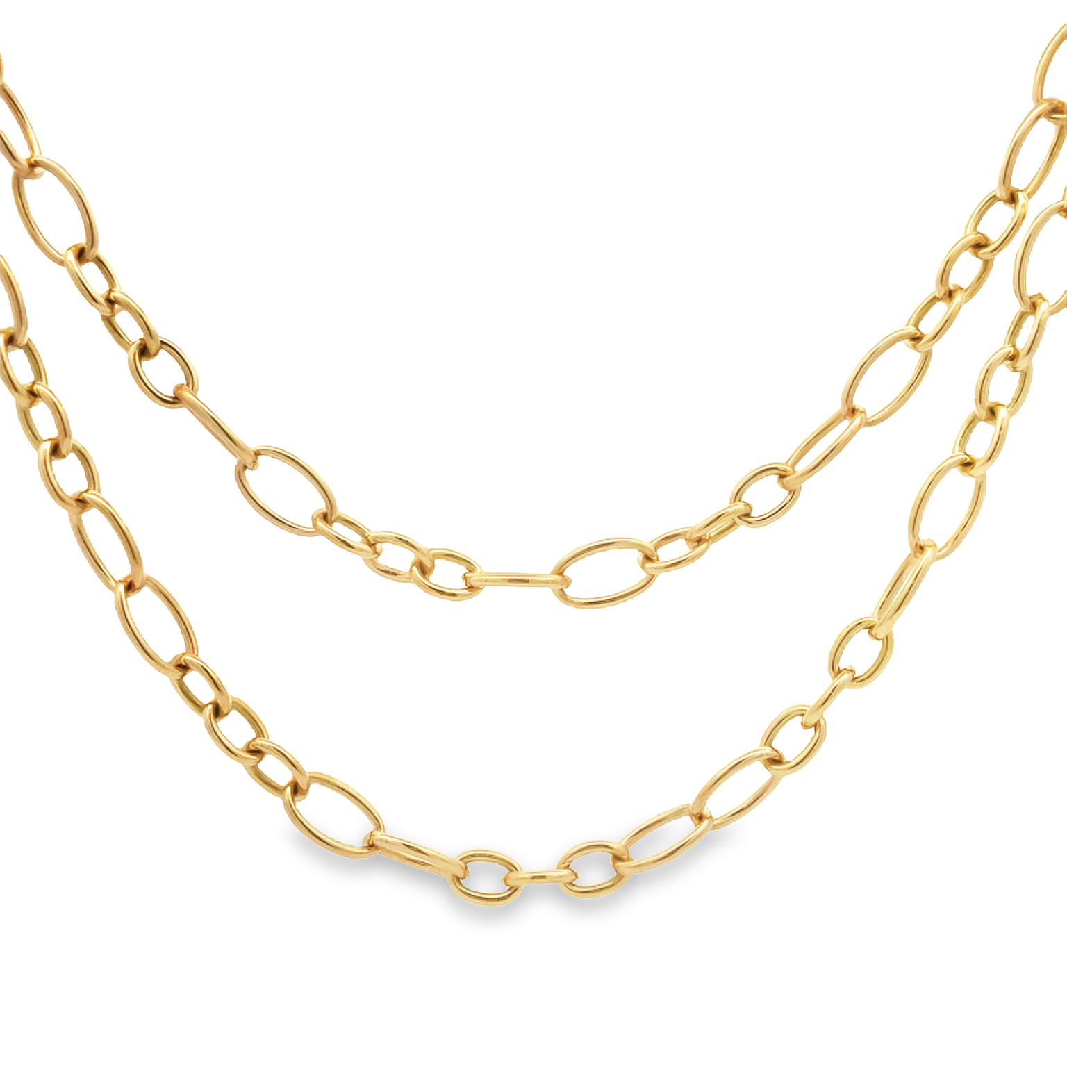 18K Yellow Gold Oval Link Necklace
