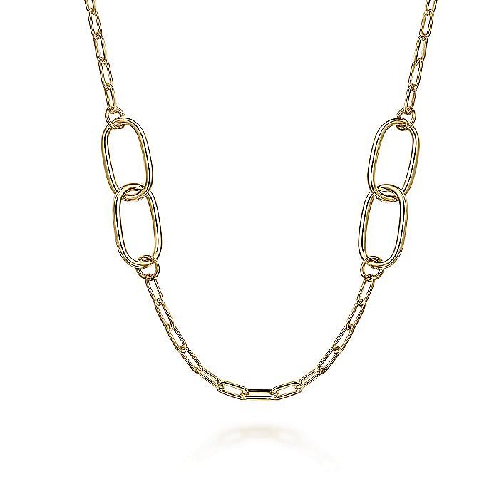 Gabriel & Co. 14K Yellow Gold Chain Necklace with Oval Link Stations