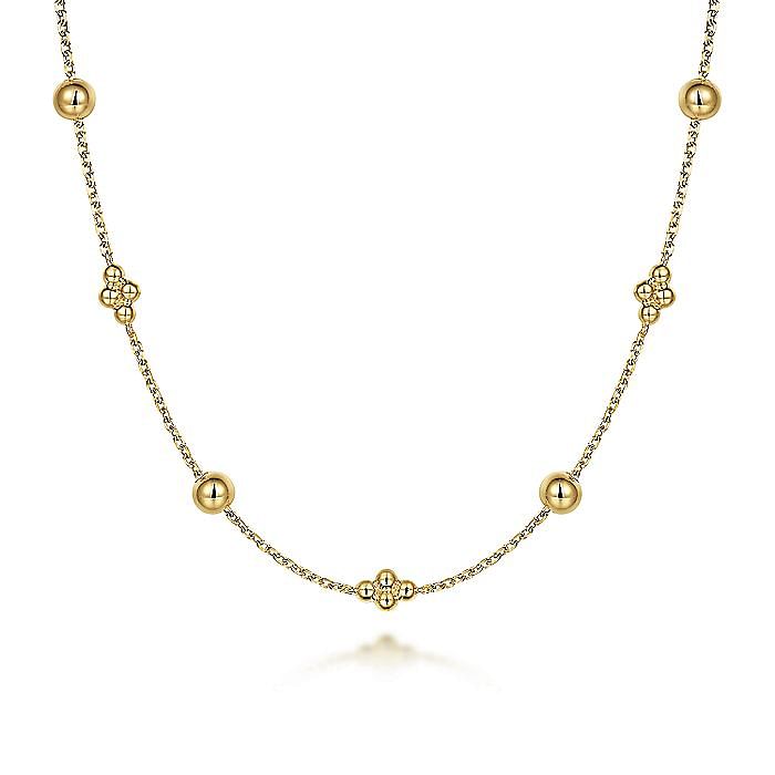 Gabriel & Co. 14K Yellow Gold Bujukan Bead Station Necklace