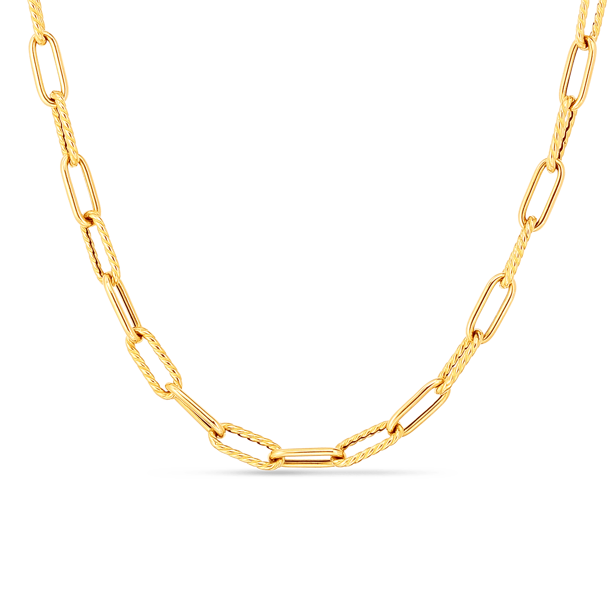 Roberto Coin 18K Yellow Gold Alternating Shiny/Fluted Paperclip Chain