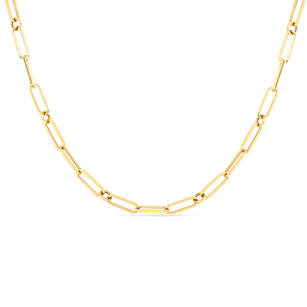 Roberto Coin 18K Yellow Gold Paperclip & Round Link Chain 17