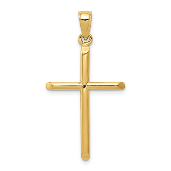 14K Yellow Gold Polished Cross Precious Metal(No Stones) Pendant/Charm