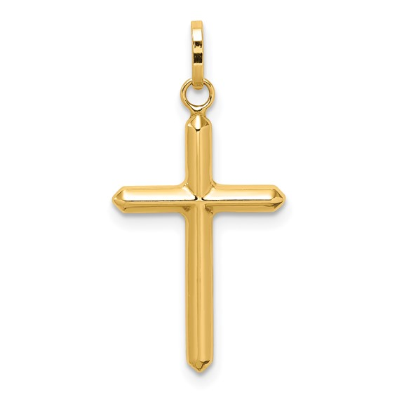 14K Yellow Gold Polished Hollow Latin Cross Precious Metal(No Stones) Pendant/ Charm