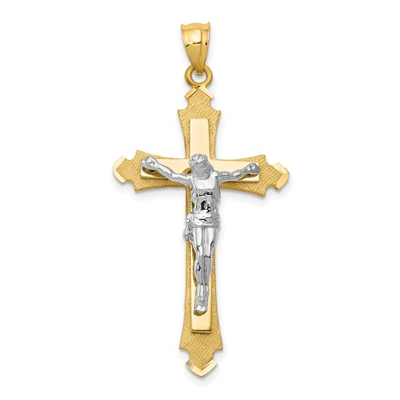 14K Two-Tone White & Yellow Gold Crucifix