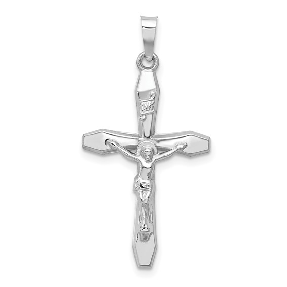 14K White Gold Polished INRI Crucifix