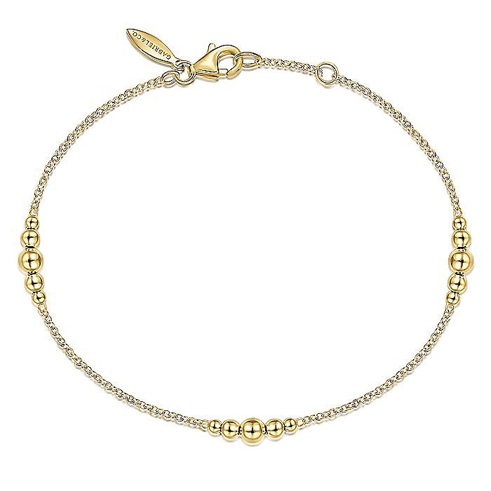Gabriel & Co. 14K Yellow Gold Bujukan Chain with Graduating Bead Stations Bracelet