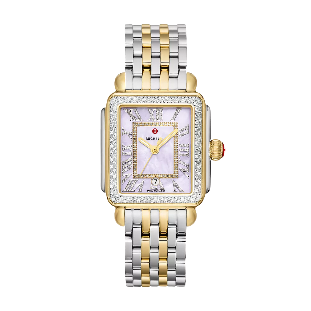 Michele Two-Tone 18k Gold-Plated Deco Madison Diamond Watch