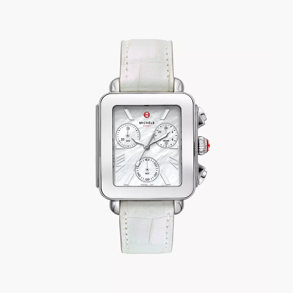 Michele Deco Sport Chronograph White Leather Watch