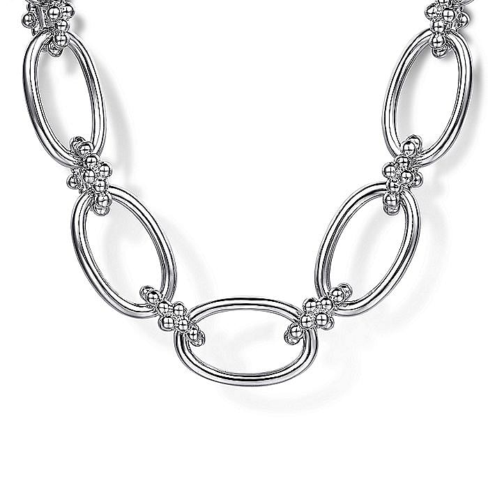 Gabriel & Co. Sterling Silver Oval Link Chain Necklace with Bujukan Connectors