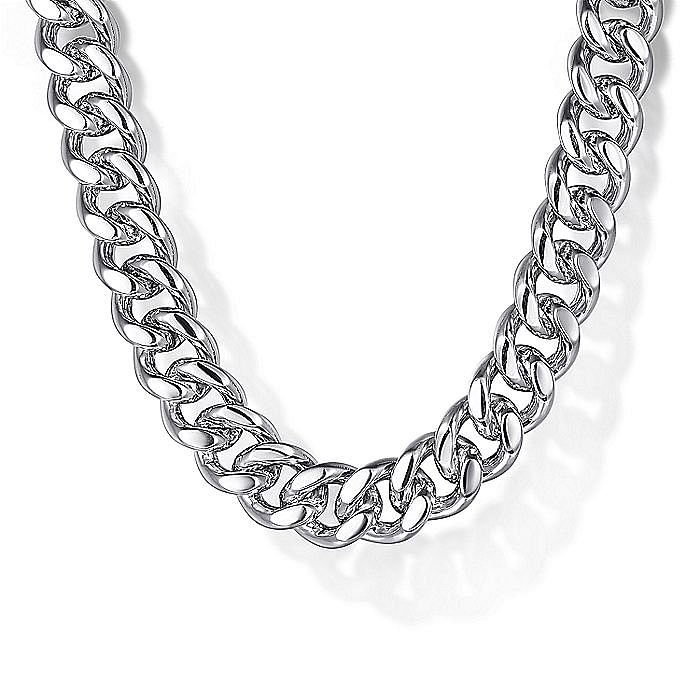 Gabriel & Co Sterling Silver Men's Diamond Cut Link Chain Necklace 20 Inch 7mm