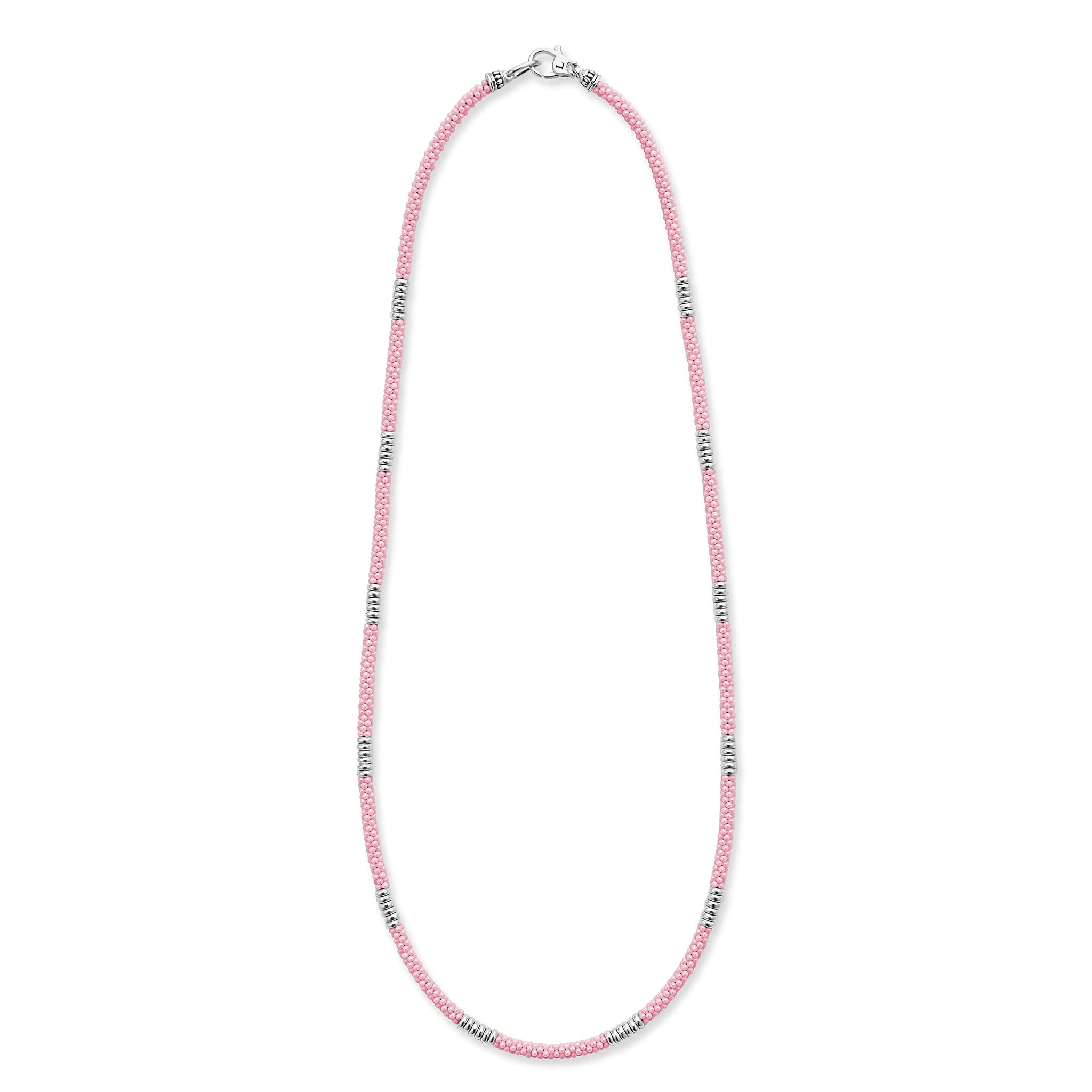 Lagos Silver Station Pink Ceramic Necklace